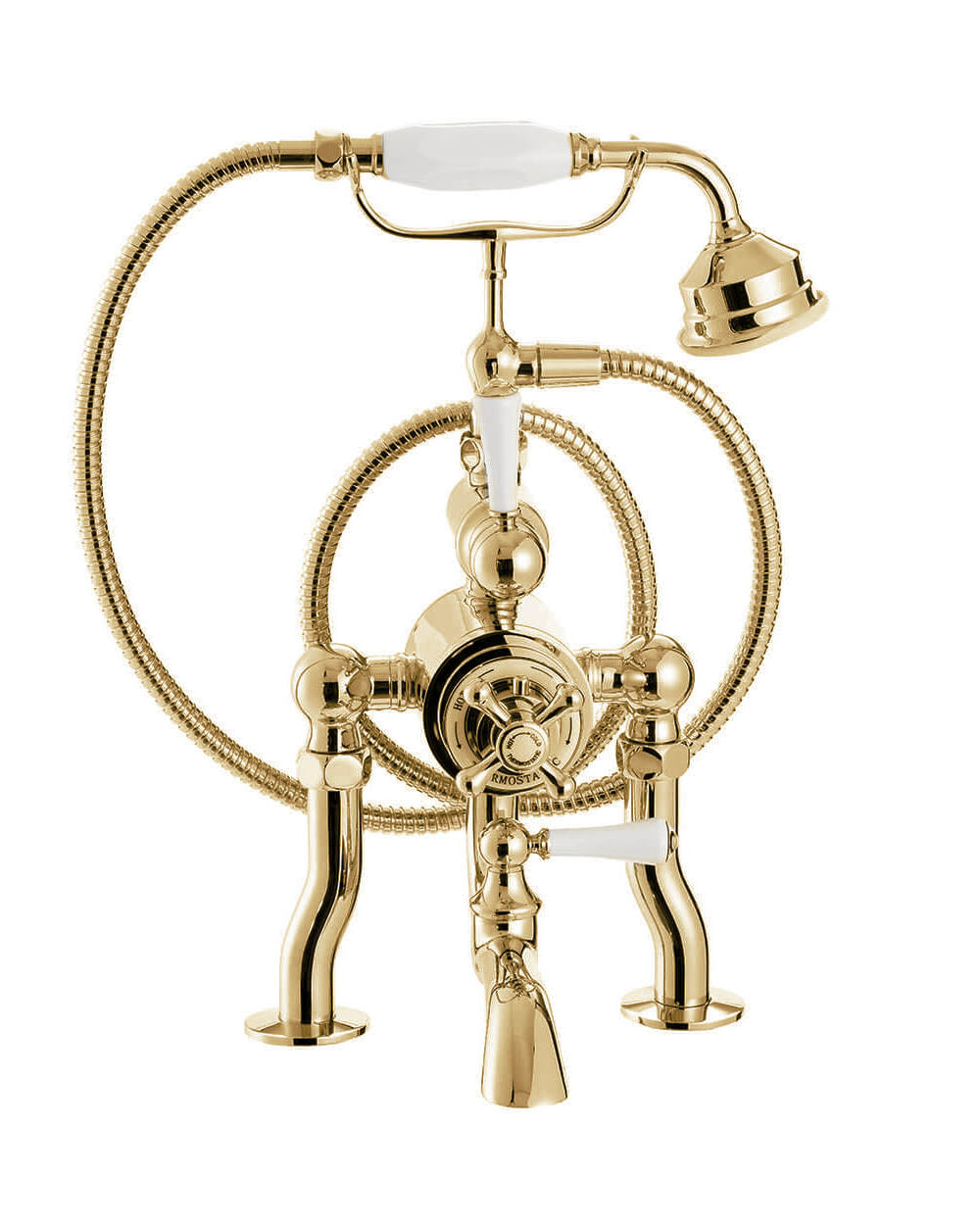Belfast Bathtub Mixer - Thermostat Brass/Porcelain for Deck-Mounted Installation