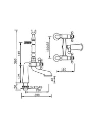 Badkarsblandare - Islington sargmontage på ben, behandlad mässing thumbnail image