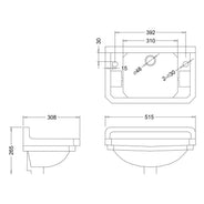Bathroom Sink - Burlington Edwardian JR with Brass Washstand thumbnail image