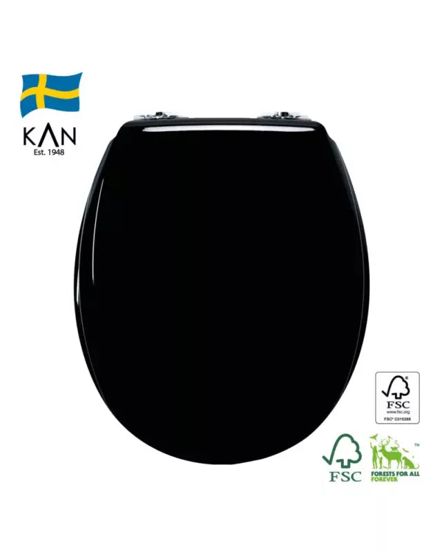Mjukstängade toalettsits - KAN, svart/krom image