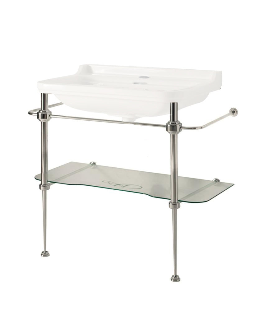 Chrome washstand with glass shelf Art Deco - 88 cm
