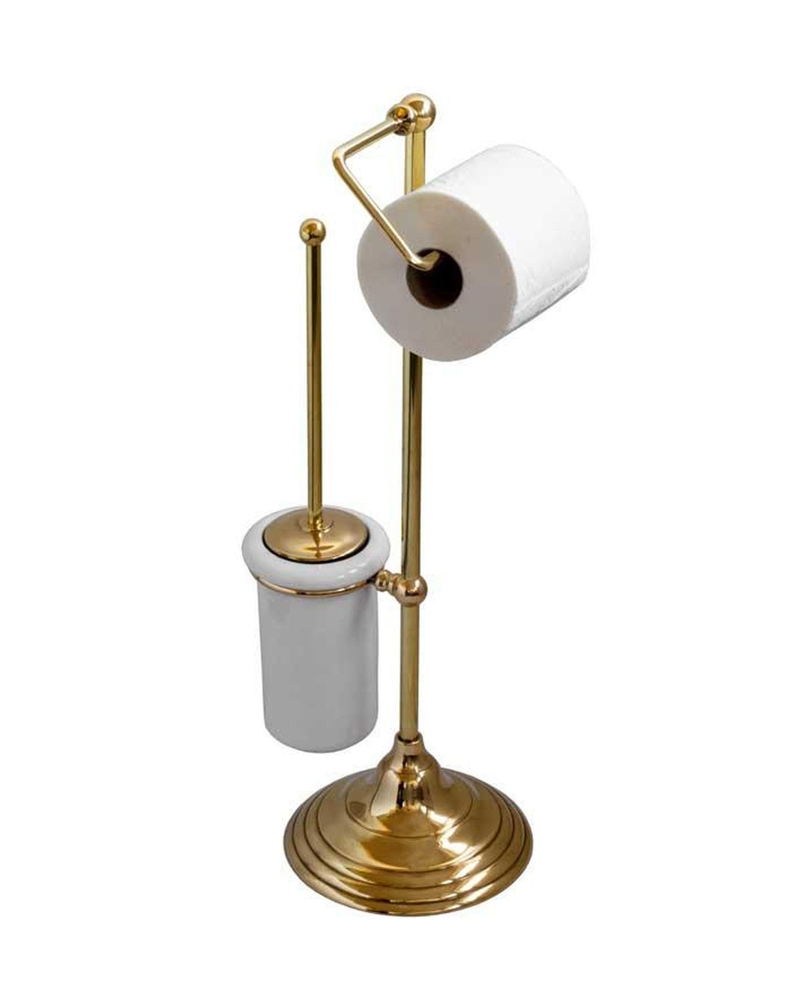 Brosse de toilettes et porte-papier hygiénique sur pied Sekelskifte - Laiton image