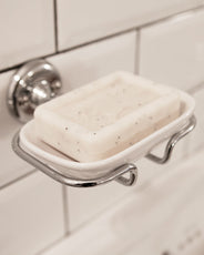 Soap Dish in Porcelain with Chrome Holder - Haga thumbnail image