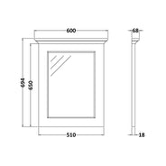 Mirror with Crown Molding - Bayswater 60 cm white thumbnail image
