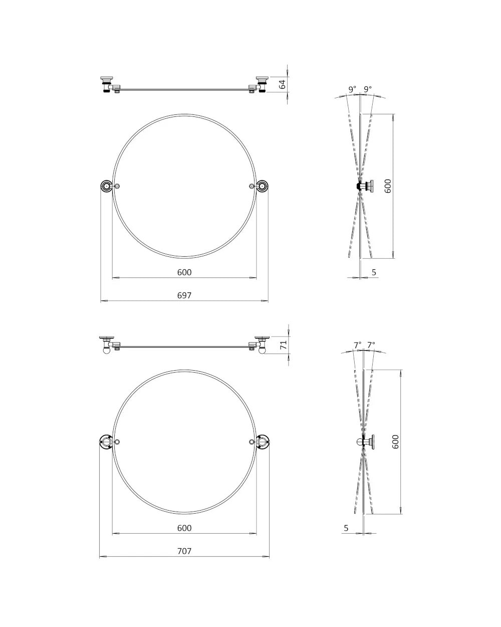 Mirror - Burlington Round, Matte Nickel image