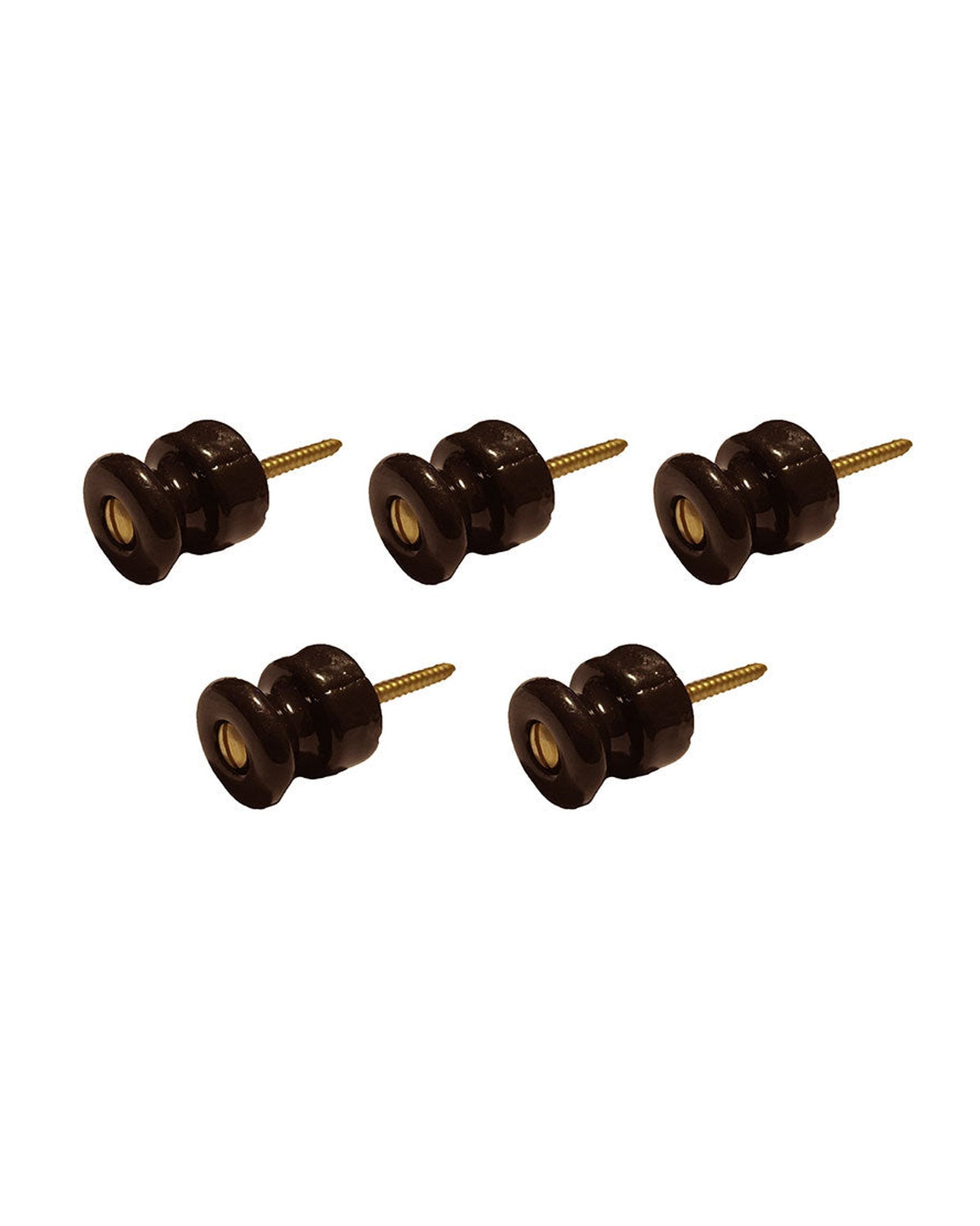 Isolierknauf – Braunes Porzellan/Messing, 5er-Pack image