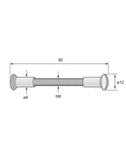 Machine screw with nipple for door handle - M6x80 brass thumbnail image