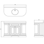 Curved vanity - 134 cm white/Carrera/drawers thumbnail image
