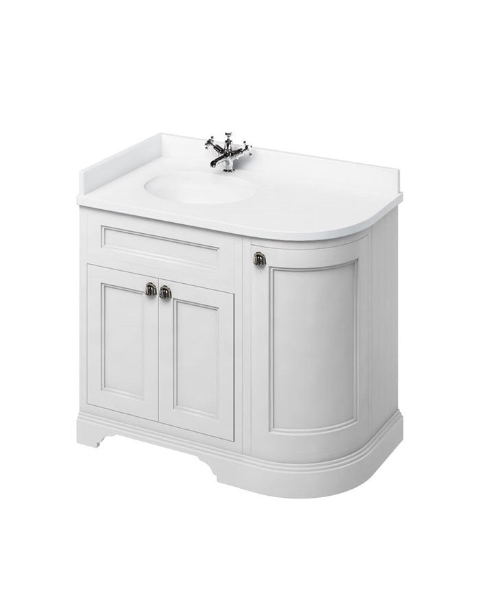 Bathroom Vanity with Rounded Left Corner Burlington - 100 cm White