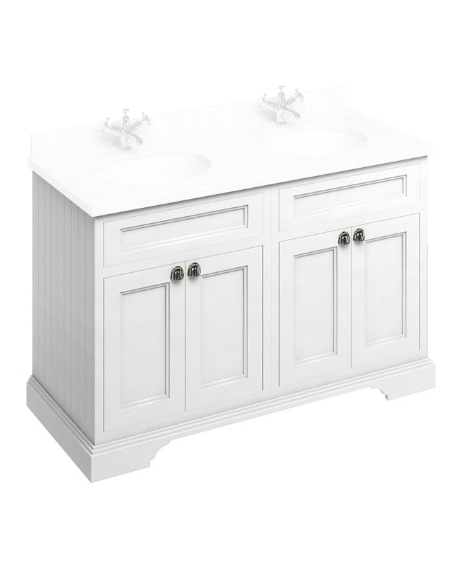 Badrumskommod dubbelt Burlington - Fristående möbel 130 cm, matt vit (Endast underdel) image