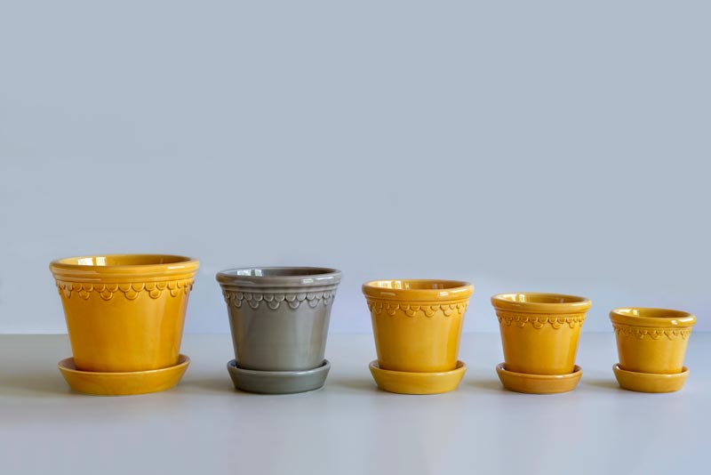 Bergs Potter - Potte med skål, Jugend - Gul 12 cm image