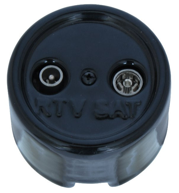 TV/SAT Socket - Black porcelain surface-mounted