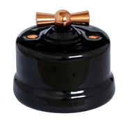Light Switch - Black Porcelain, Surface-Mounted, Copper Knob thumbnail image