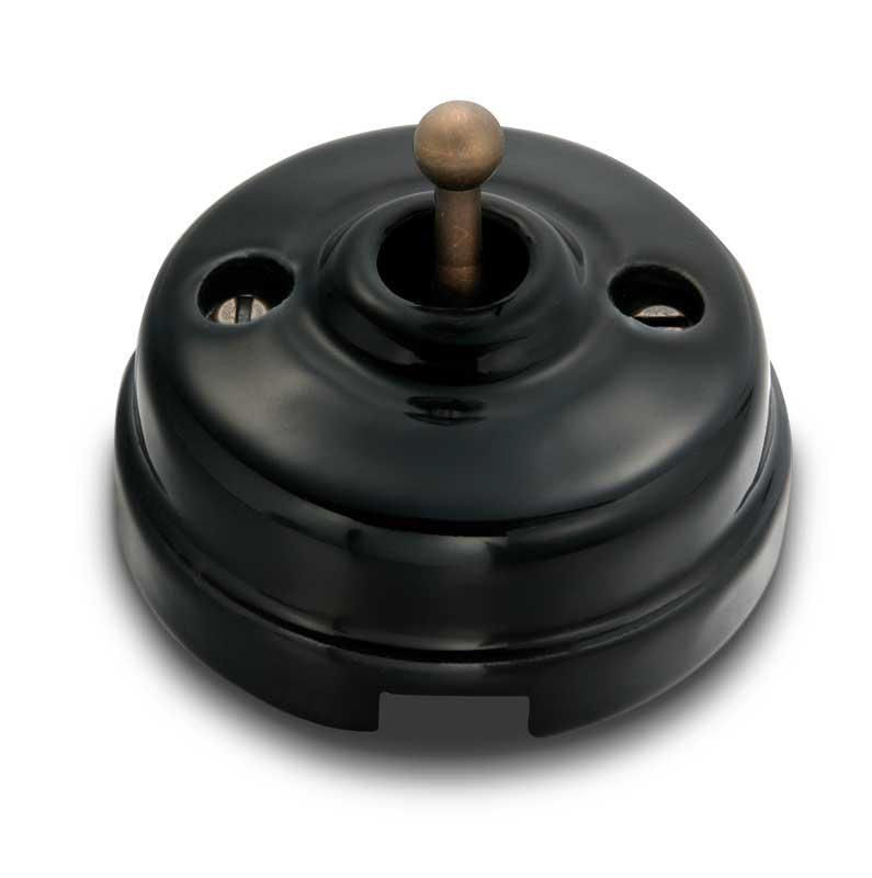 Fontini Dimmer - Black Porcelain/Antique Bronze, Surface-Mounted