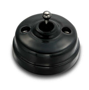 Återfjädrande strömbrytare - Svart porslin/mässing thumbnail image