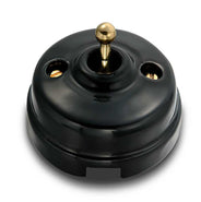 Strömbrytare - Svart porslin/mässing thumbnail image
