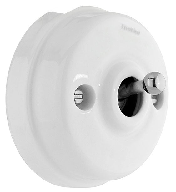 Toggle Light Switch - Porcelain/chrome, surface-mounted image