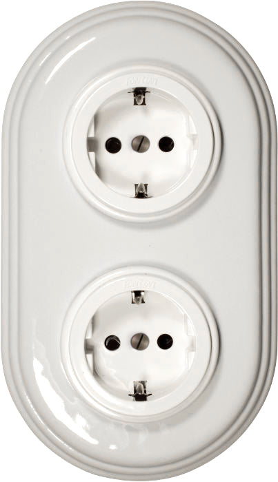 Fontini Outlet - White Porcelain/Plastic, Double-Socket with Cover Frame