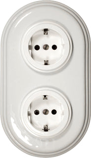 Fontini Outlet - White Porcelain/Plastic, Double-Socket with Cover Frame thumbnail image