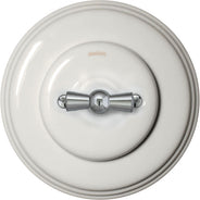 Strömbrytare - Trappströmbrytare (vrid) vit porslin kromvred thumbnail image