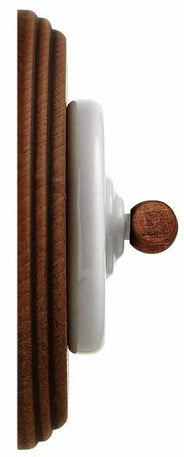 Fontini Rotary Light Switch - White Porcelain with Wood Cover Frame and Wood Knob thumbnail image