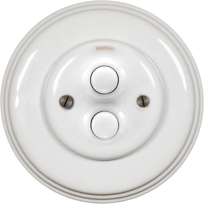 Fontini Dimmer- White Porcelain Double Push-Button Switch