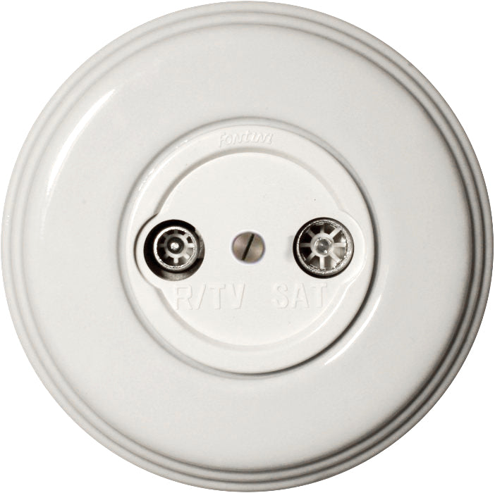 TV/SAT Socket - White Porcelain - Fontini