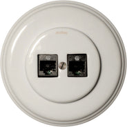 Datajack - Dobbelt RJ45 hvitt porselen thumbnail image