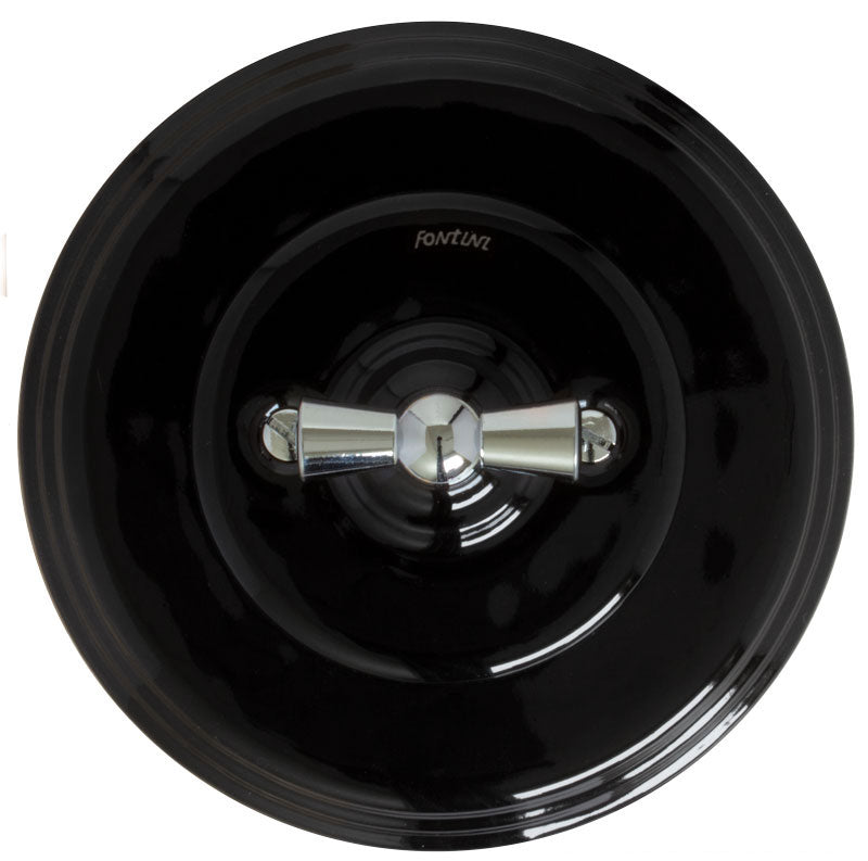 Fontini Two-Way Switch - Black Porcelain with Chrome Knob