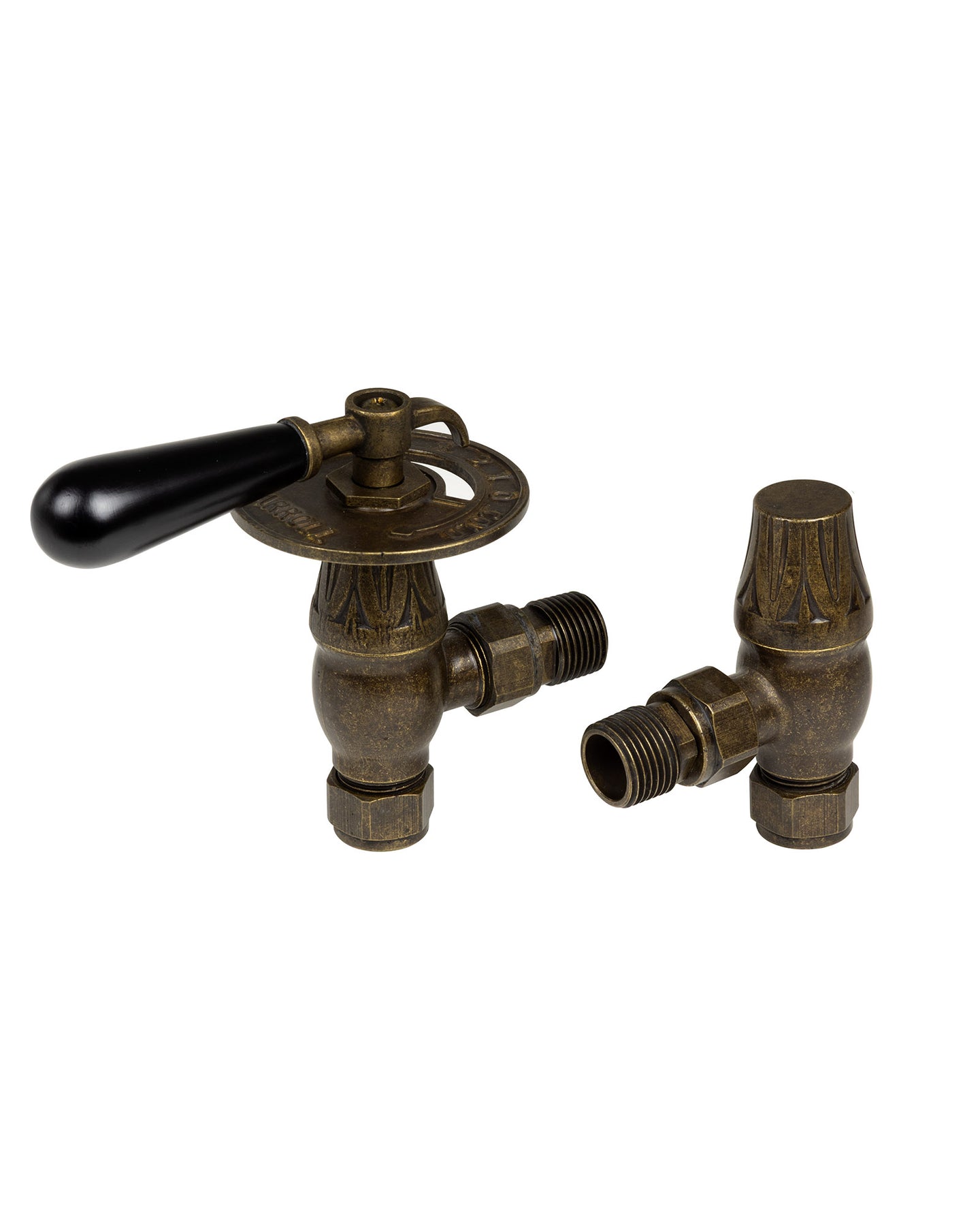 Radiator valve - Castle knob Strömsfors antique finish/wood