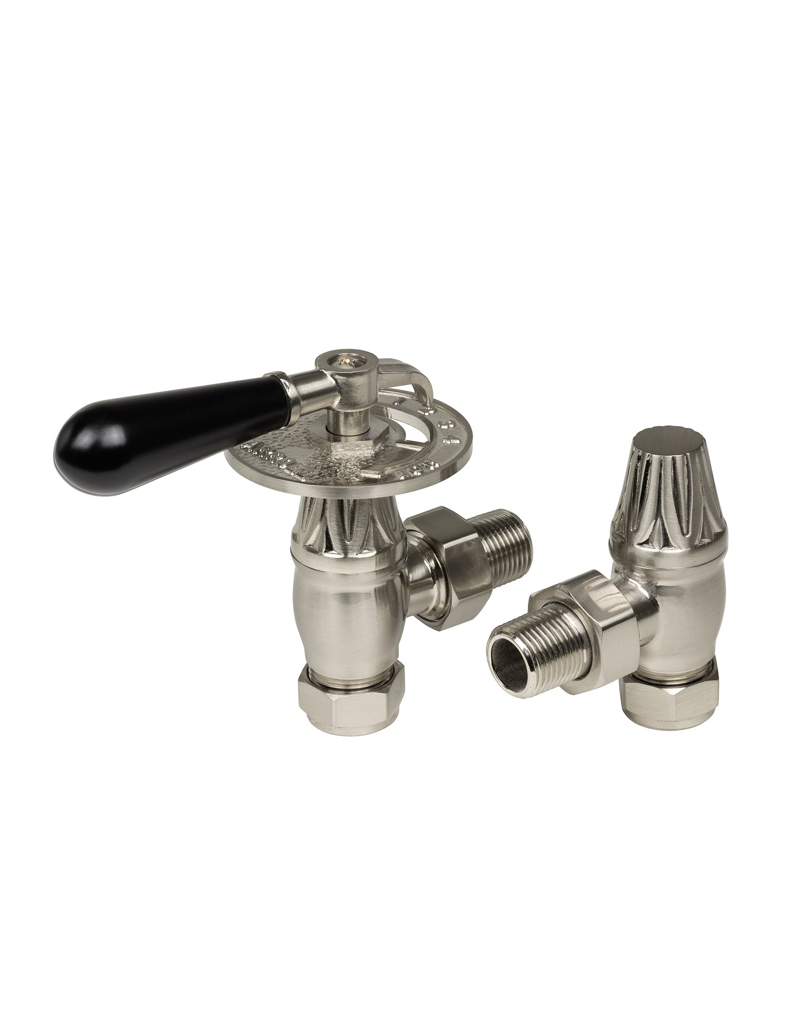 Radiator valve - Castle knob Strömsfors brushed nickel/wood – Sekelskifte