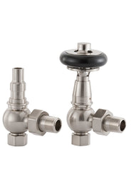 Radiator valve thermostat - Kensington brushed nickel/wood thumbnail image