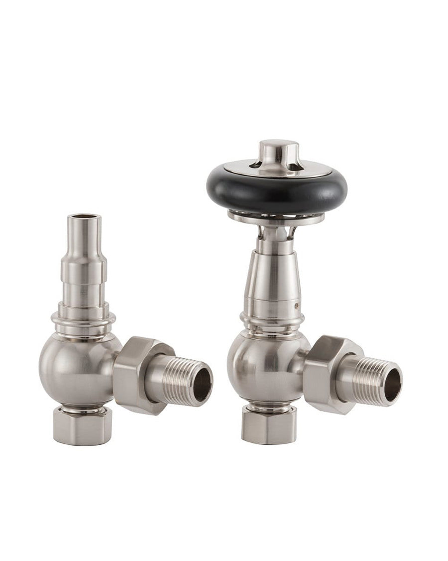 Radiator valve thermostat - Kensington brushed nickel/wood image