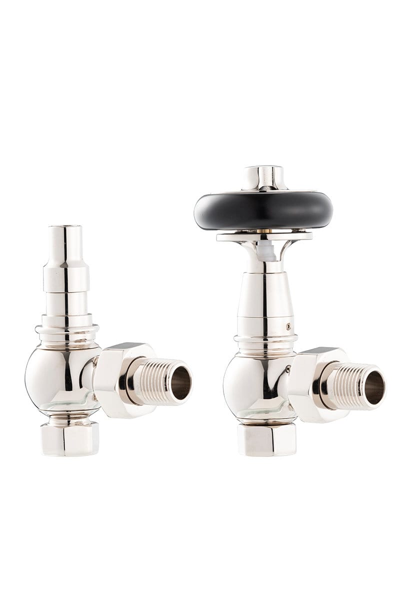 Radiator valve thermostat - Kensington nickel/wood