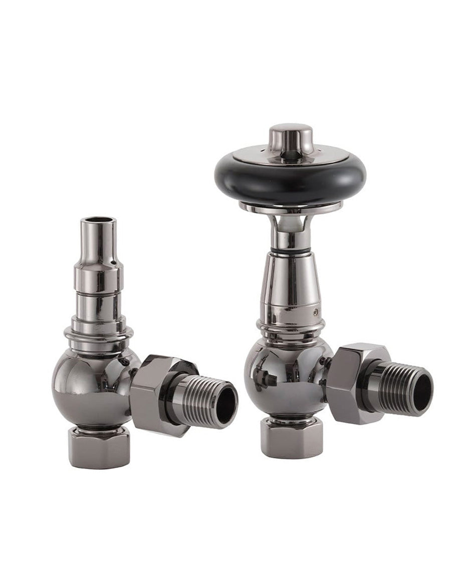 Radiatorkraan thermostaat - Kensington zwart nikkel/hout image