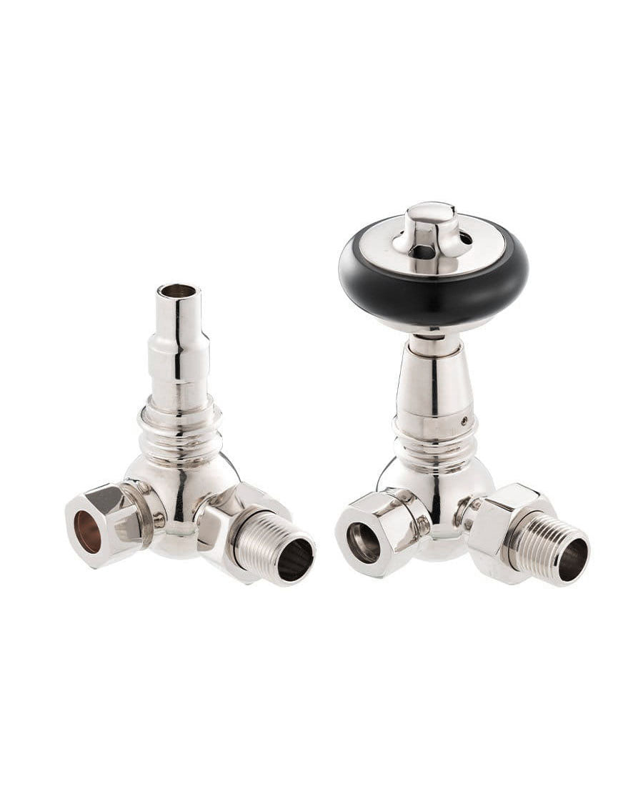 Radiatorkraan thermostaat - York (schuin) nikkel/hout image