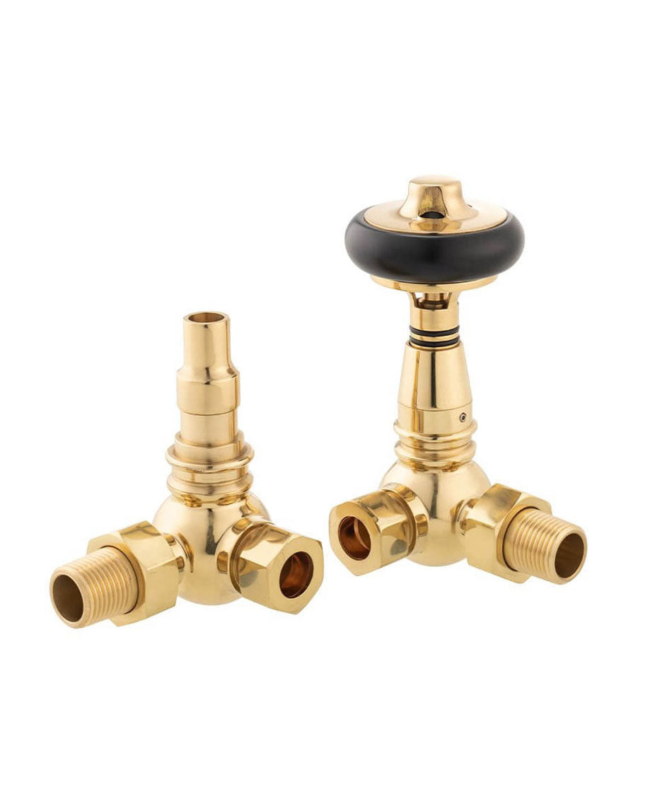 Radiatorkraan thermostaat - York (schuin) messing/hout image