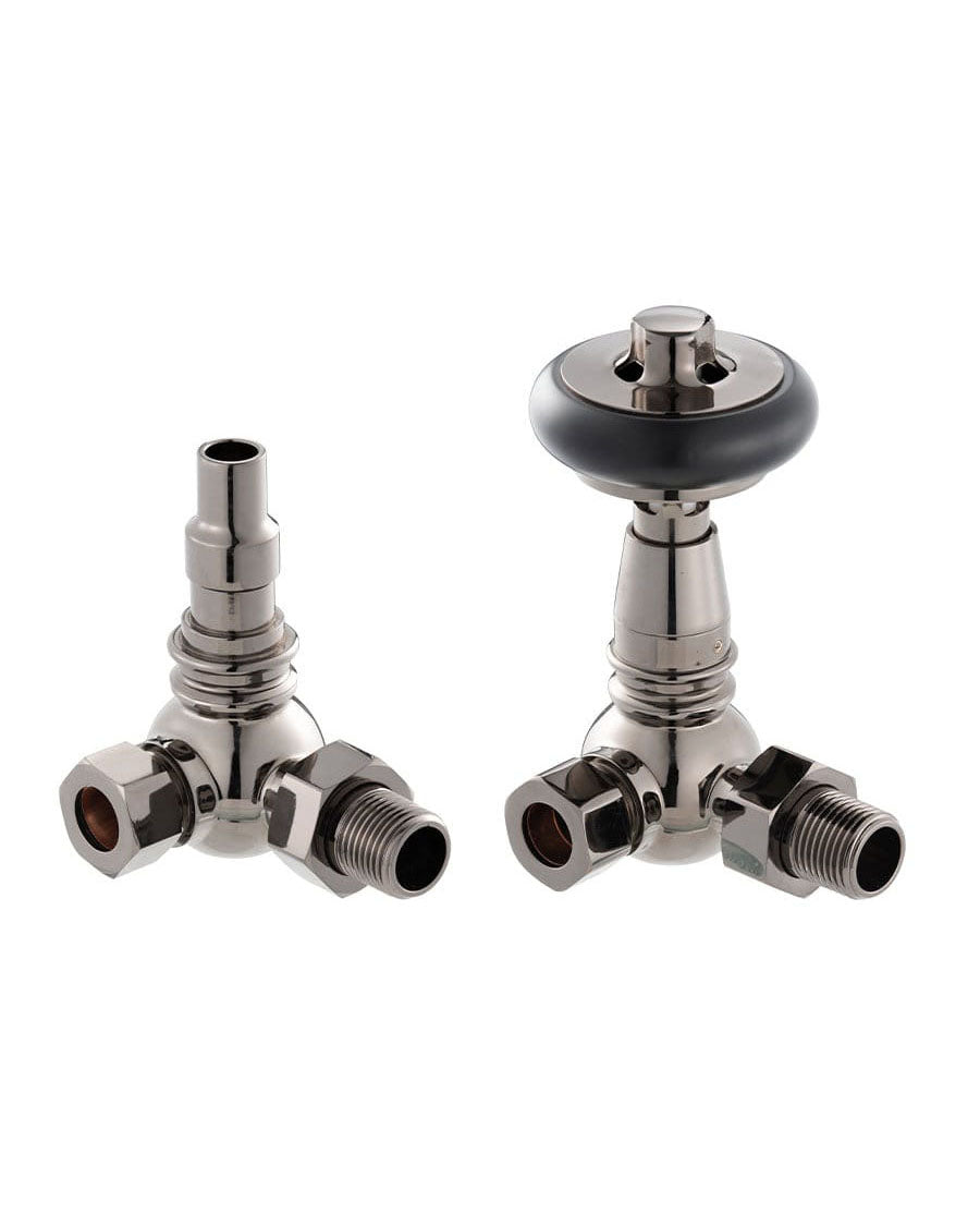 Radiatorkraan thermostaat - York (gebogen) zwart nikkel/hout image