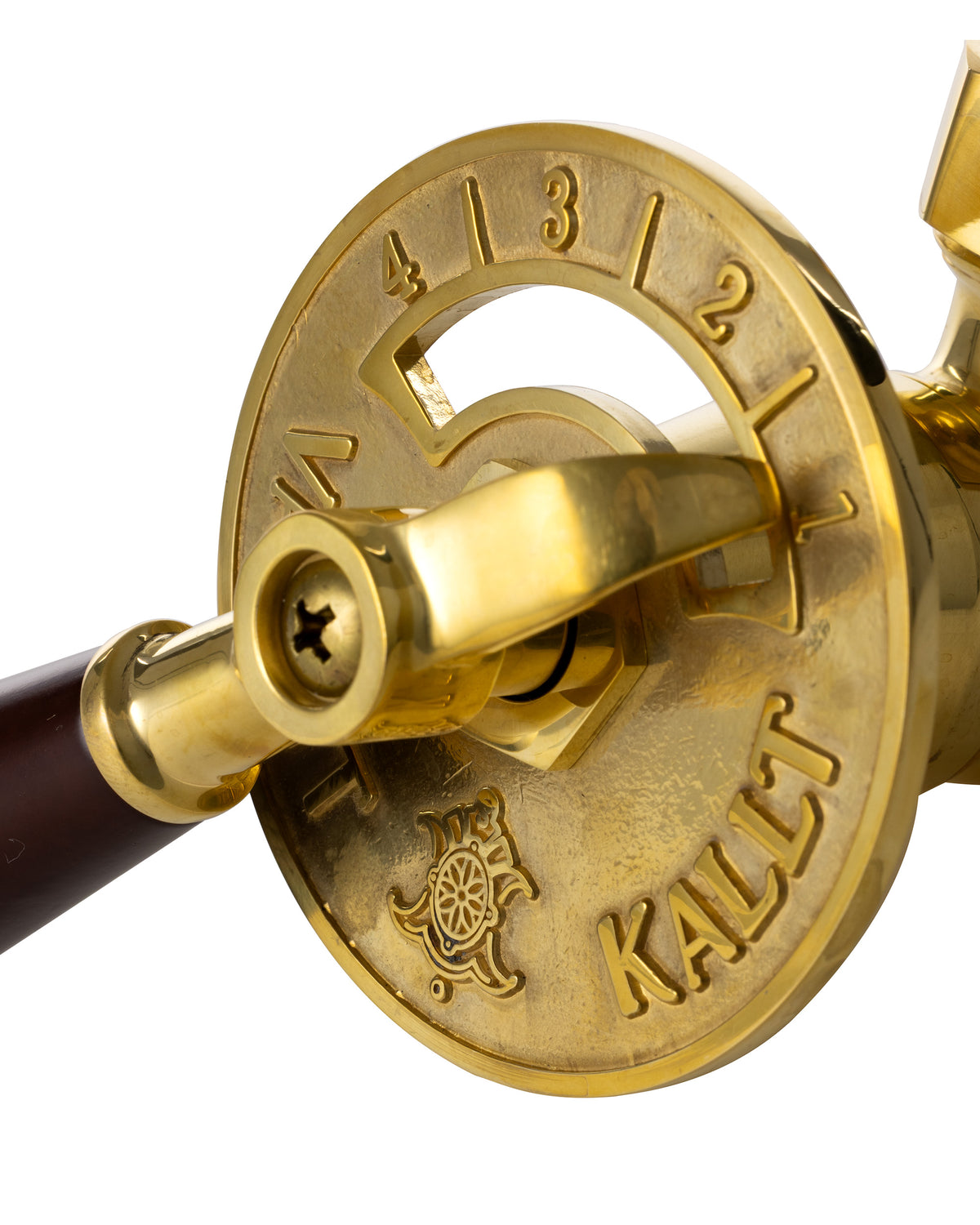 Radiator Valve - Castle-Style Knob Sekelskifte Straight Brass/Wood image