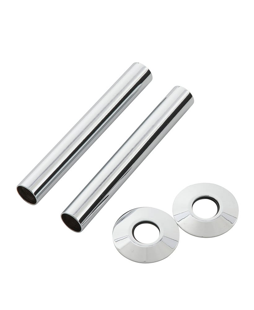 Pipe cover/pipe collar 130 x 18 mm for water pipes - Chrome