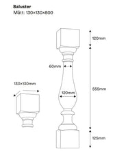 Drejet stolpe - Baluster gran 800 x 130 mm thumbnail image