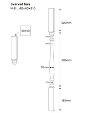 Newel Post - 910 x 40 mm (35,8 x 1,6 in.) thumbnail image