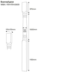 Svarvad pelare - Stolpe gran 2500 x 170 mm thumbnail image