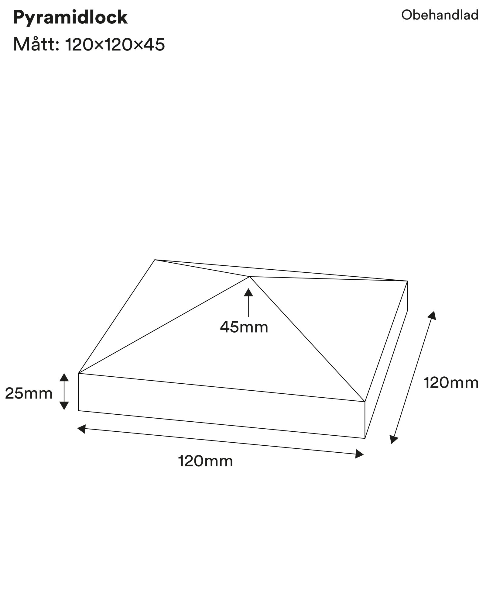 Endeknop til gelænder - Pyramidetop 120 x 120 mm image