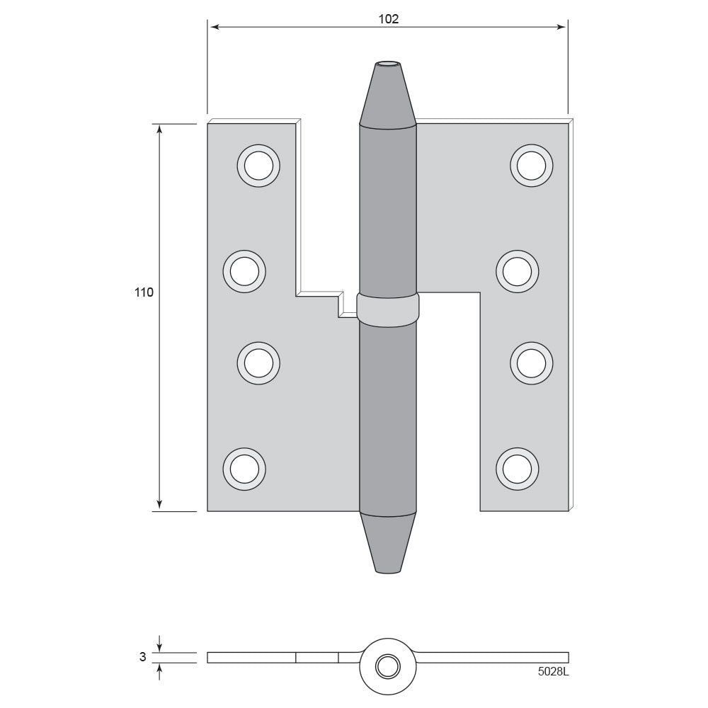 Bar Hinge - Cone Knob, non-rimmed for front doors/gates image