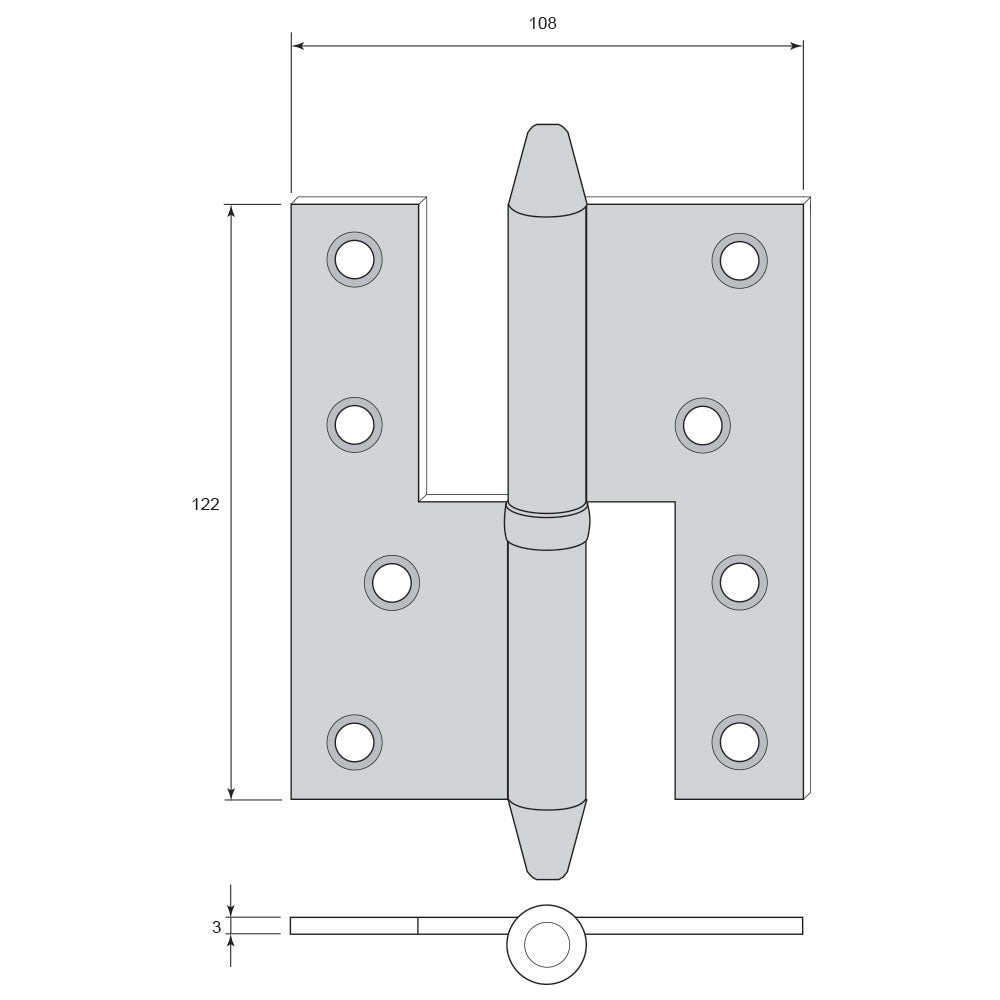 Bar Hinge - Cone Knob, non-rimmed for front doors/gates image