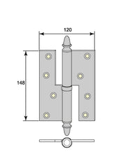 Gångjärn ofalsat - Ekollonknopp för ytterdörrar/portar thumbnail image
