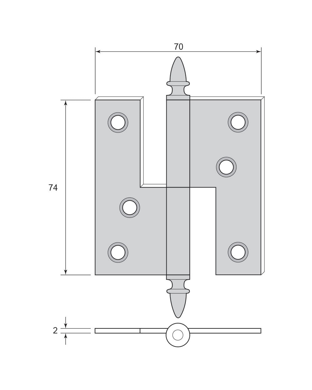 Bar Hinge - Acorn Knob, non-rimmed for cabinets image