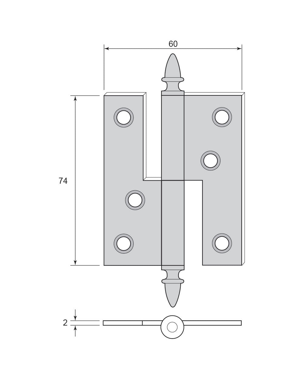 Bar Hinge - Acorn Knob, non-rimmed for cabinets image