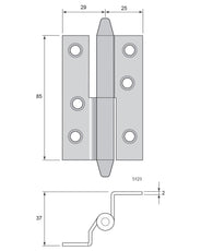 Gångjärn vinkelbockat - Konisk knopp thumbnail image